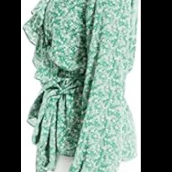 Max Studio Women's Size SLong Sleeve Wrap Ruffle Front Top NWT - Picture 2 of 6